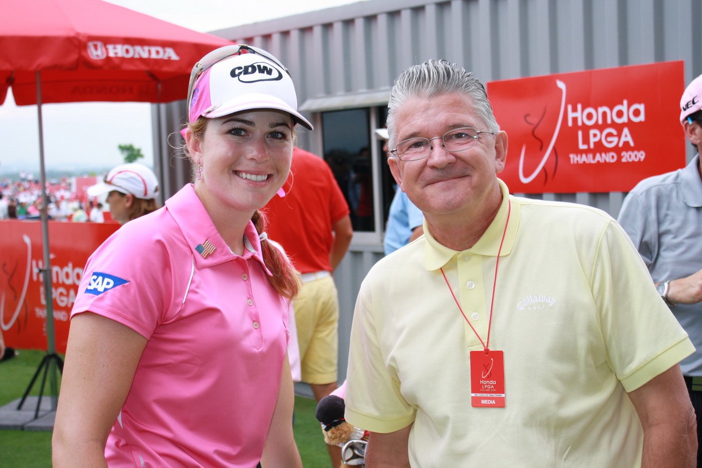 Brett Brasier with LPGA golfer Paula Creamer at the Honda LPGA Thailand 2009
