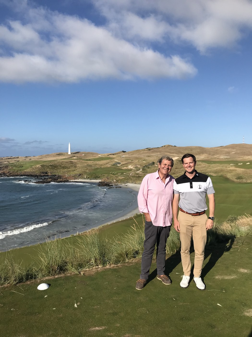 Michael Brasier during an interview with Raymond Martin at Cape Wickham Links