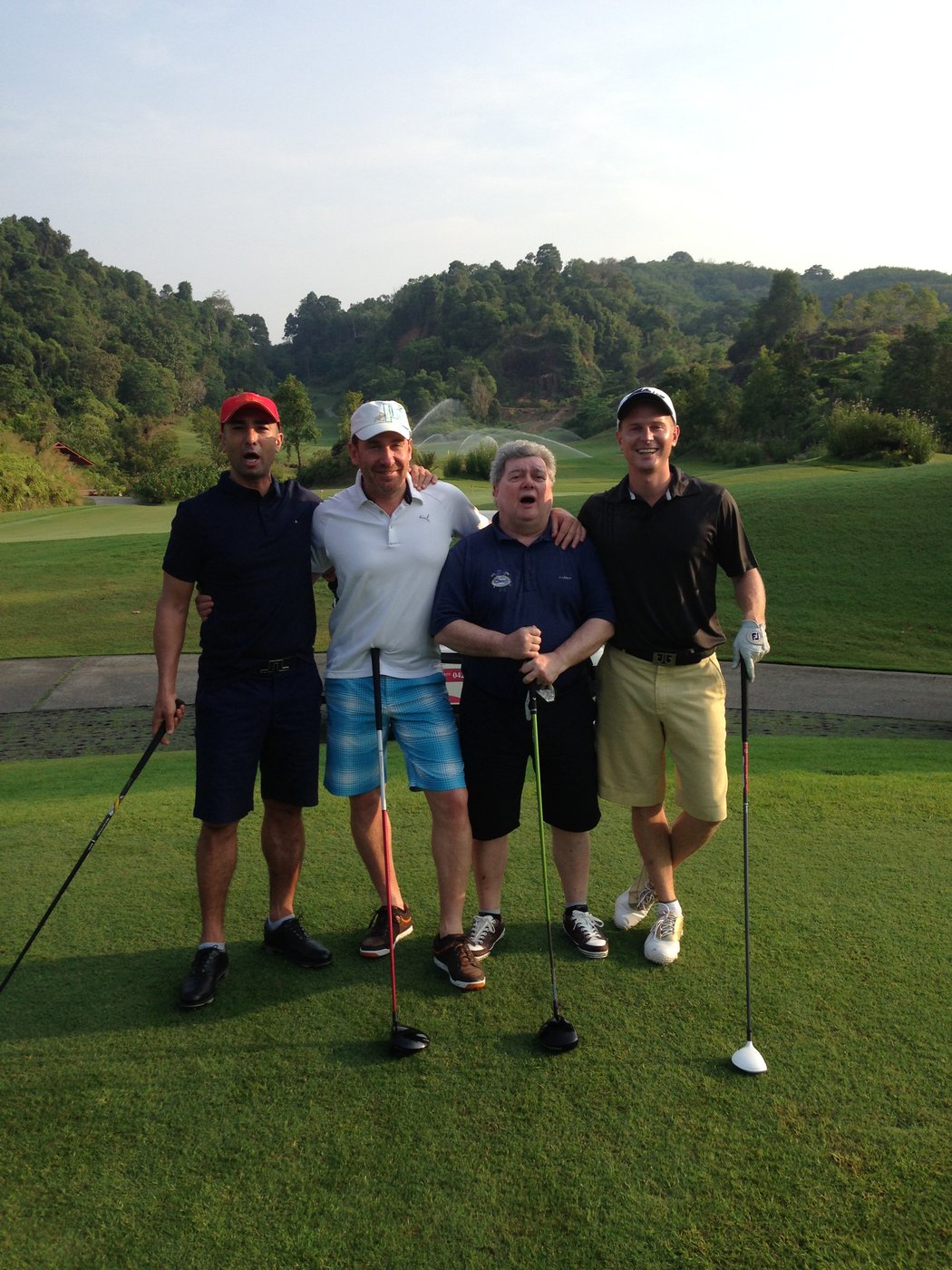 Michael Brasier with a group of golfers at Red Mountain Golf Club, Phuket, including football manager Roberto Di Matteo